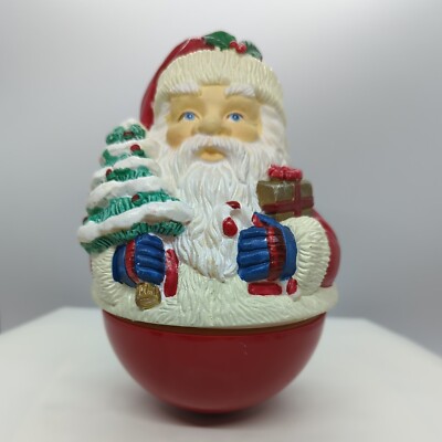 Vintage Christmas Roly-poly Santa Claus Wind up Music Box  Christmas Tree Gifts -image