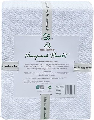 Sleep & Beyond 100% Organic Cotton Honeycomb Blanket-image