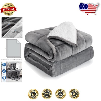 Heavenly Sherpa Weighted Blanket 15 lbs Twin Size - Soft and Cozy for Napping-image
