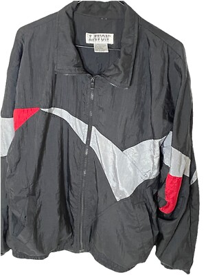 Vintage Lavon Track Jacket Men's XL Black Performance Zip Color Block 90s-image