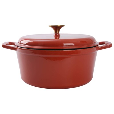Mainstays 4.75qt Oven-Safe Ceramic Enamel Cast-Iron Dutch Oven, Red-image