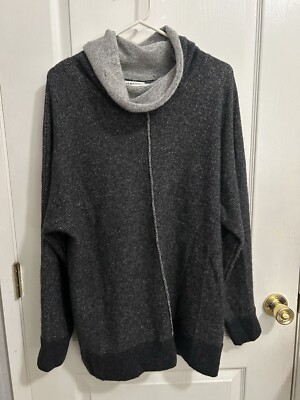 Orvis Cowl Neck Sweater Womens Large Gray Cotton Blend Cozy Soft-image