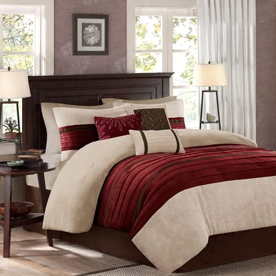 Madison Park Cozy Comforter Set-Luxury California King (104 in x 92 in), Red-image