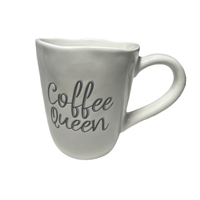Pier 1 Imports COFFEE QUEEN Exclusive Stoneware Coffee Tea Mug 16-18floz White-image