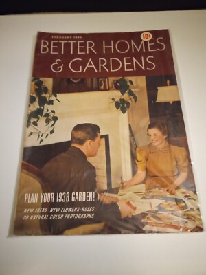 Vintage Better Homes & Gardens Magazine February 1938 Decor Furniture Landscape-image