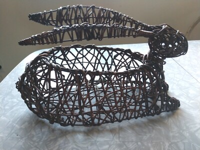 Pier 1 Imports Woven Grapevine Easter Bunny Rabbit Basket Spring Decor Multi Use-image