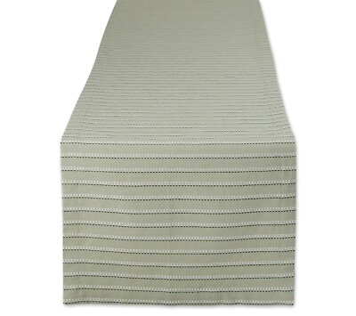 Design Imports Sprig Dobby Stripe Table Runner- SOFT GREEN 14x72 NEW-image