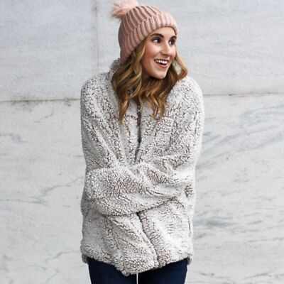 Thread and Supply Wubby Fleece Quarter Zip Soft Fuzzy Faux Fur Cozy Pullover Lar-image