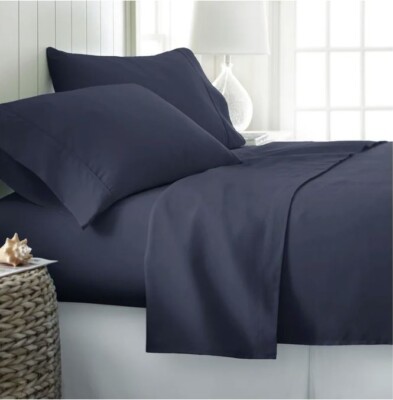 Becky Cameron Ultra Soft Deep Pocket Microfiber 4 Piece Bed Sheet Set Full Navy-image