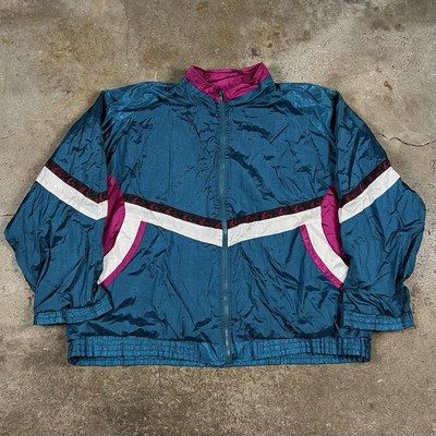 Vintage Sunterra Lady Color Block Windbreaker Jacket 90s Teal Pink Size Large-image
