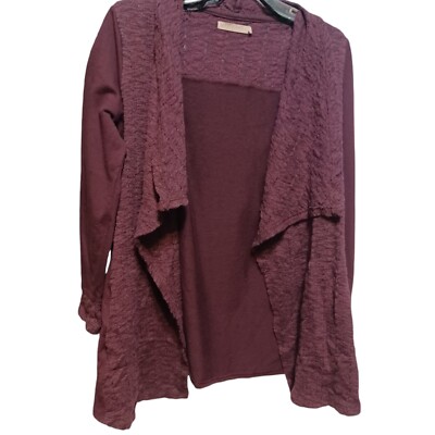 Max Jeans Cardigan Women's Small Red Knit Woven Cozy Comfort Open Front-image