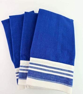 Pier 1 Imports Cloth Napkins Blue and Off White 4 Napkins 18.5 inch Cotton-image