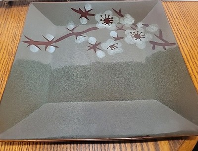 Pier 1 Imports TRANQUIL Cherry Blossom Stoneware Dinner Plate Or Serving Tray-image