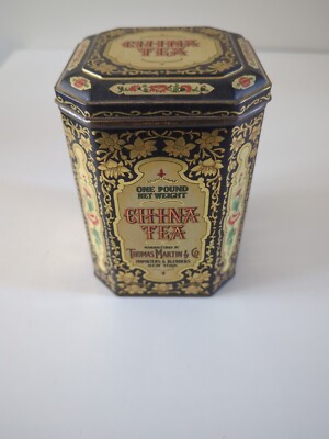 Vintage Thomas Martin & Co China Tea Hinged Tin NY Importers & Blenders England -image