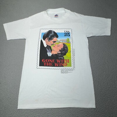 Vtg Gone With The Wind Shirt Men Medium White 90s Stamp Clark Gable Vivien Leigh-image