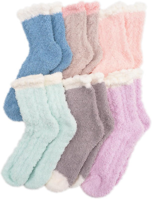 6 Pairs Fuzzy Socks Soft Cozy Socks for Women, Comfy Fluffy Slipper Socks Warm -image