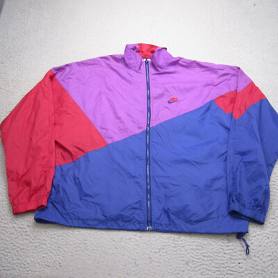 Vintage Nike Jacket Mens L Purple Y2K Logo Windbreaker Track Nylon Running Gym-image