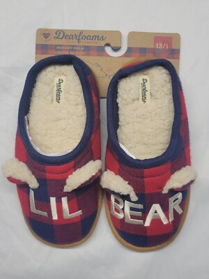 Dearfoams Cozy Comfort Lil Bear Slippers Kids Size 13/1 New Limited Edition-image