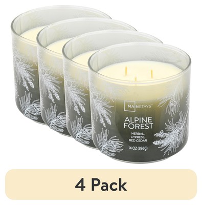 (4 pack) Mainstays 3-Wick Ombre Wrapped Alpine Forest Scented Candle, 14 oz-image