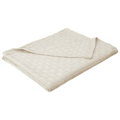Basketweave Thin Cotton Cozy Bed Blanket Twin Ivory Ivory 60