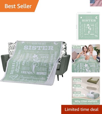 Cozy Sage Green Sherpa Blanket for Sisters - Birthdays & Mother's Day Gift-image
