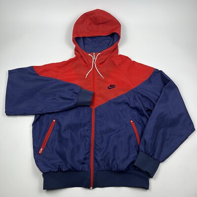 Vintage 1980s Nike Olympic Hooded Zip Windbreaker Jacket Men's Large Made In USA-image