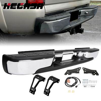 Complete - Chrome Rear Bumper For 1999-2007 Chevy Silverado GMC Sierra 1500 2500-image