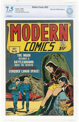 MODERN COMICS #99 CBCS VF- 7.5 QUALITY 1950 EDGAR CHURCH MILE HIGH 2ND HIGHEST-image