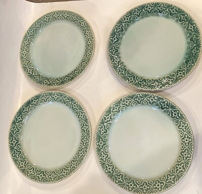 Pier 1 Imports Green Scroll Stoneware 9.25