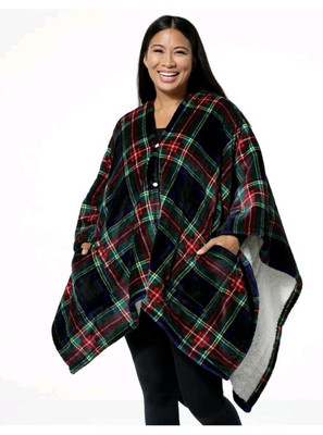 Plaid Warm & Cozy Heated Angel Wrap-image