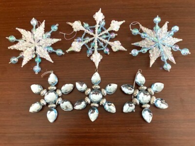 Pier 1 Imports Beaded Acrylic Christmas Ornament Set - 6 Pieces - 3 Designs-image