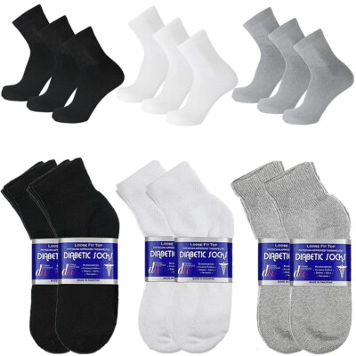 3-12 Pairs Men's Diabetic Ankle Socks Health Circulatory Cotton 9-11,10-13,13-15-image