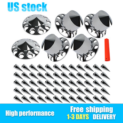 33mm Thread-on Nut Covers ABS Chrome Complete Axle Cover Kit For Semi Truck-image