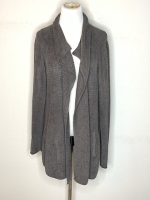 Barefoot Dreams Womens CozyChic Lite Cardigan Sweater Tunic Open Front Brown S-image