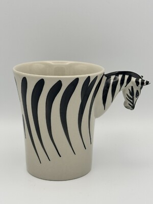 Pier 1 Imports Stoneware Zebra Coffee/Tea Mug/Cup 16 oz-image