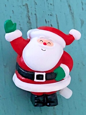 Vintage Christmas Hallmark Pin Waving Arm Santa Claus Wind Up Works Great 1988-image