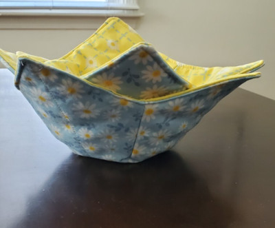 HANDMADE 2 COZY BOWLS 100% COTTON 100% DOUBLE COTTON BATTING COTTON THREAD-image