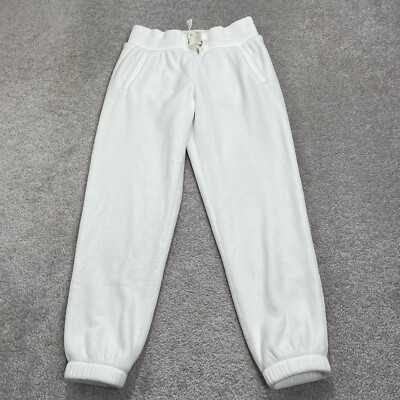 Athleta Double Cozy Karma Jogger Small White Fuzzy Warm Winter Soft Stretch 28”-image