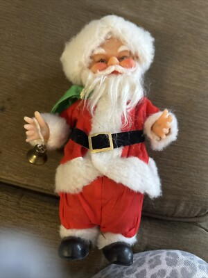 Vintage Musical Twisting Action Santa Plays Jingle Bells wind Up Rubber Face-image