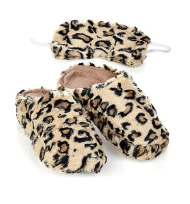 Slippers and Sleep Eye Mask Soft & Cozy Leopard(Medium 7-9) Concierge Collection-image