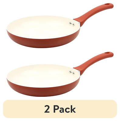(2 pack) Mainstays Ceramic 10In Aluminum Nonstick Frypan Red Canyon-image