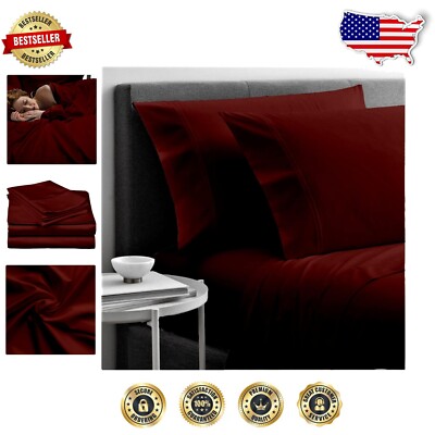 Burgundy Egyptian Cotton Twin XL Sheet Set - 15