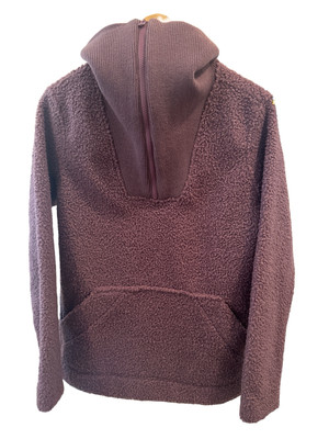 Lands End Lilac Fleece/Sherpa Long Sleeve 1/4 Zipper Pullover Sweatshirt (S)-image