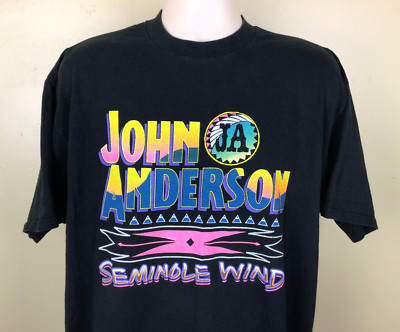 Vtg 1992 John Anderson Seminole Wind Short Sleeve Black All Size Shirt FA1054-image