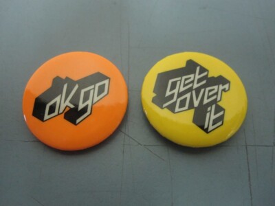 OK GO 2002 Get Over It Capitol Records promo 2 button/badge set New Old Stock-image