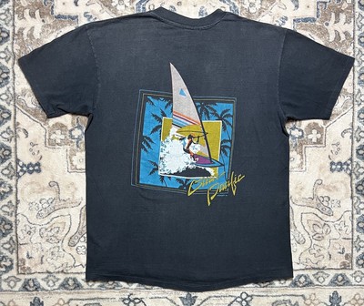 Vintage 80’s Ocean Pacific Black T-Shirt Wind Surfing Single Stitch USA Size XL-image