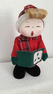Vintage Wind up Motionett Christmas Caroler Doll Plays Jingle Bells Head Moves-image