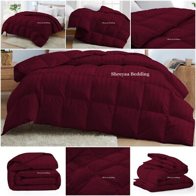 Fancy Premium Soft Stripes Wine Comforter Goose Down Alternative Twin Size-image