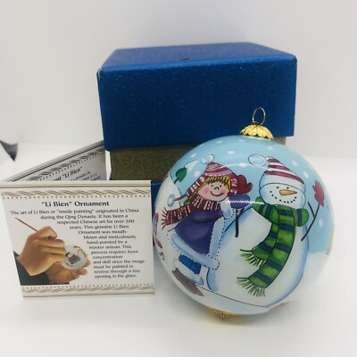 Pier 1 Imports Li Bien Christmas Ornament Snowman and Kids 2015-image