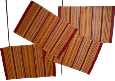 Pier 1 Imports Placemats Set of 4   Table Cover Vibrant Orange Woven Table 20x14-image